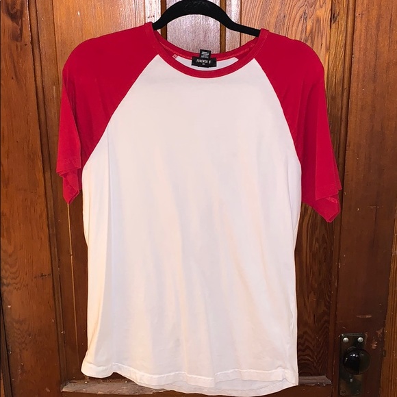 red baseball tee